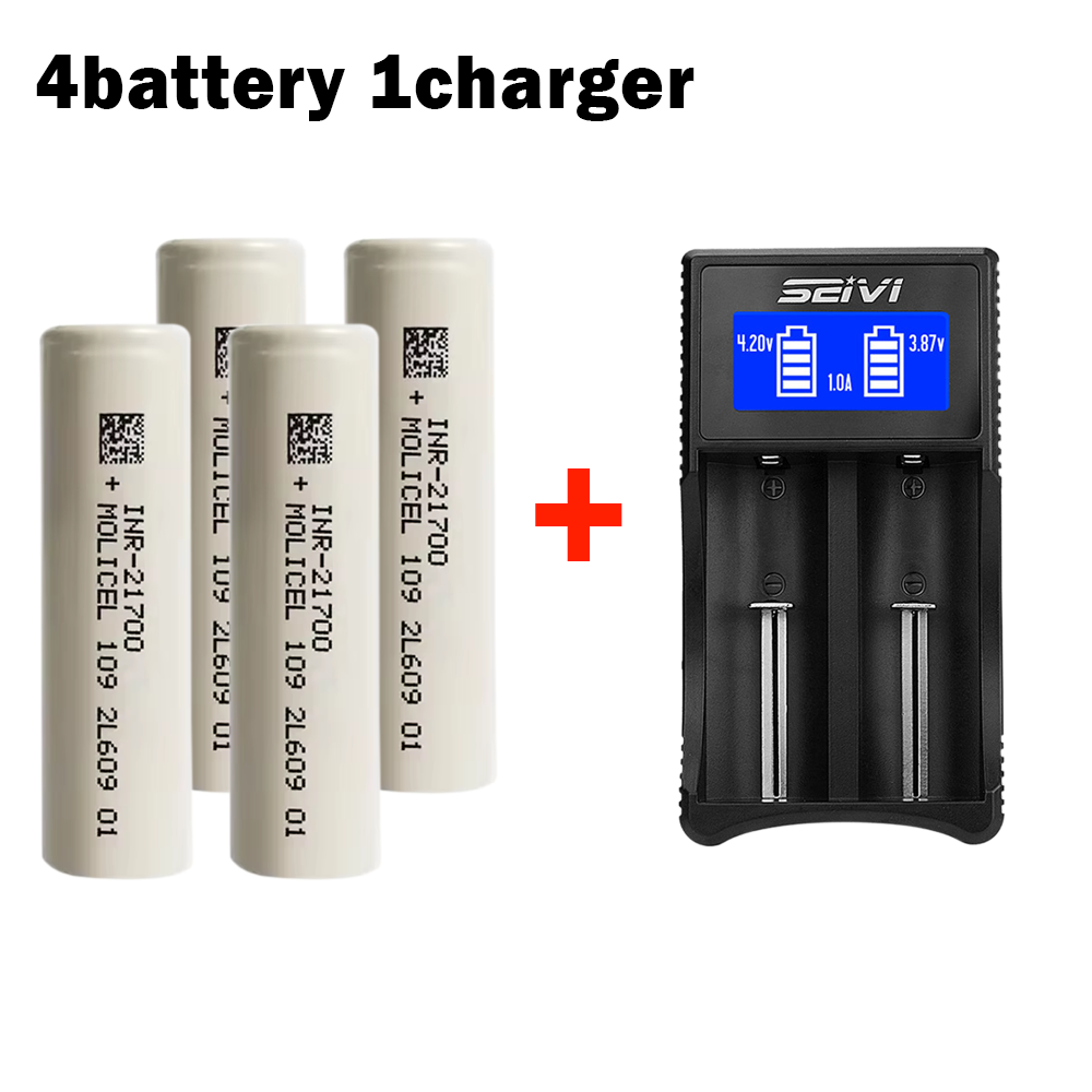 1-10 pcs inr 21700 battery 21700-50e 3,7 v 5000 mah super large capacity lithium-ion battery 5000 mah rechargeable batteries + charger: Brown