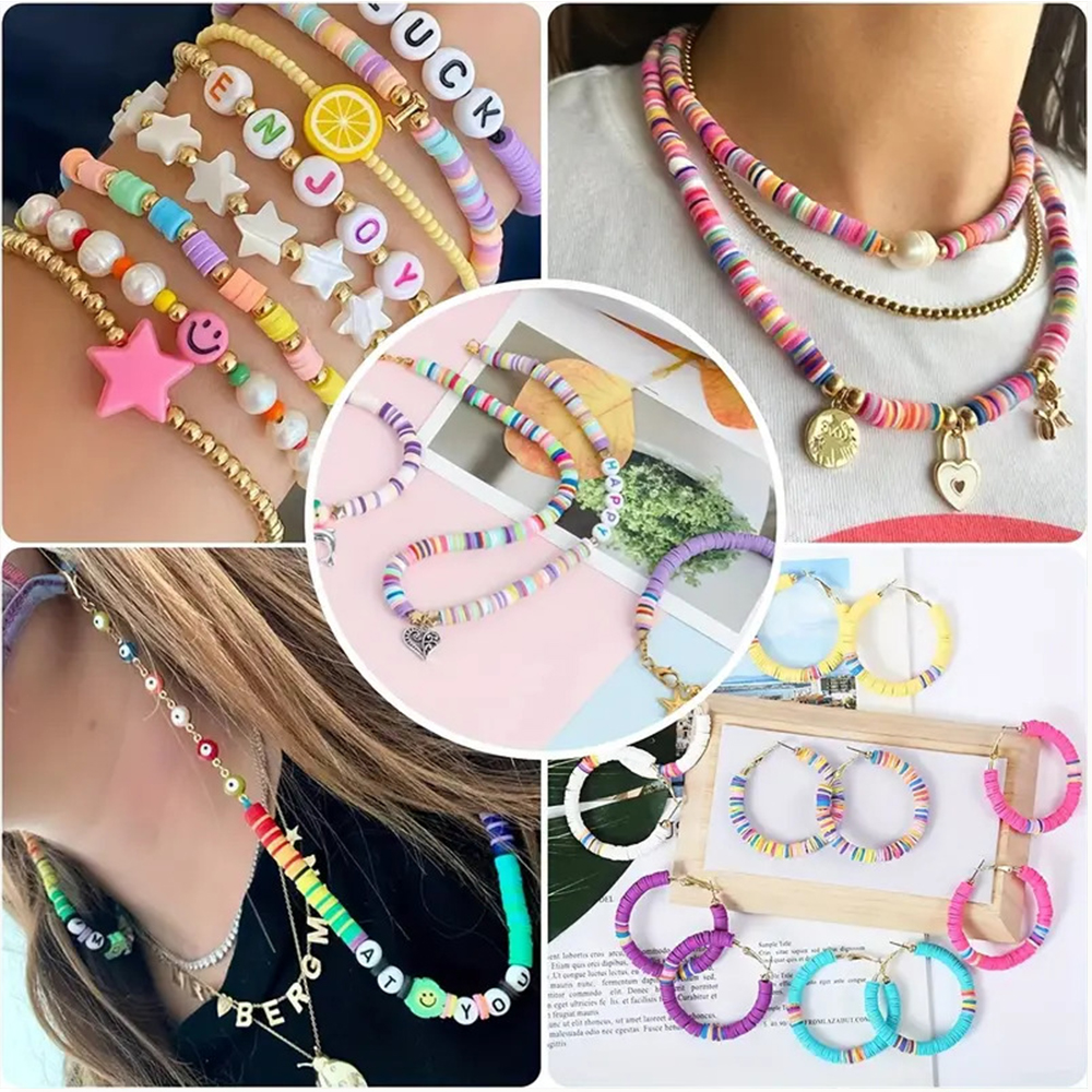 26 Gitter Kasten von 3mm farbigen weichen Keramik stücken böhmischen minimalistisch ischen Stil Hand gefertigten DIY Schmuck Zubehör einstellen