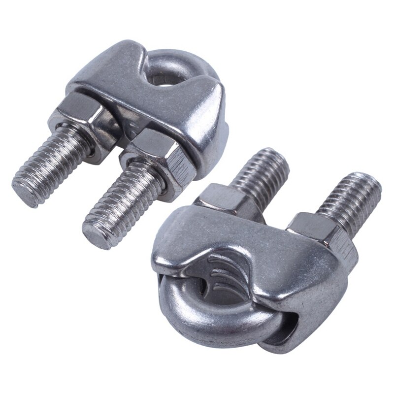 12 Pcs 6Mm 1/4 Inch Wire Rope Cable Clamp Clips &amp;amp; 8 Pcs M4 Hook Eye Turnbuckle Wire Rope