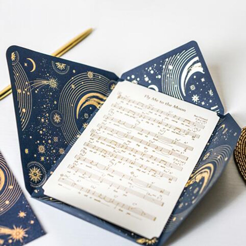 Romantische Ster Wenskaart Constellatie Maan Bruiloft Eed Card met Enveloppen