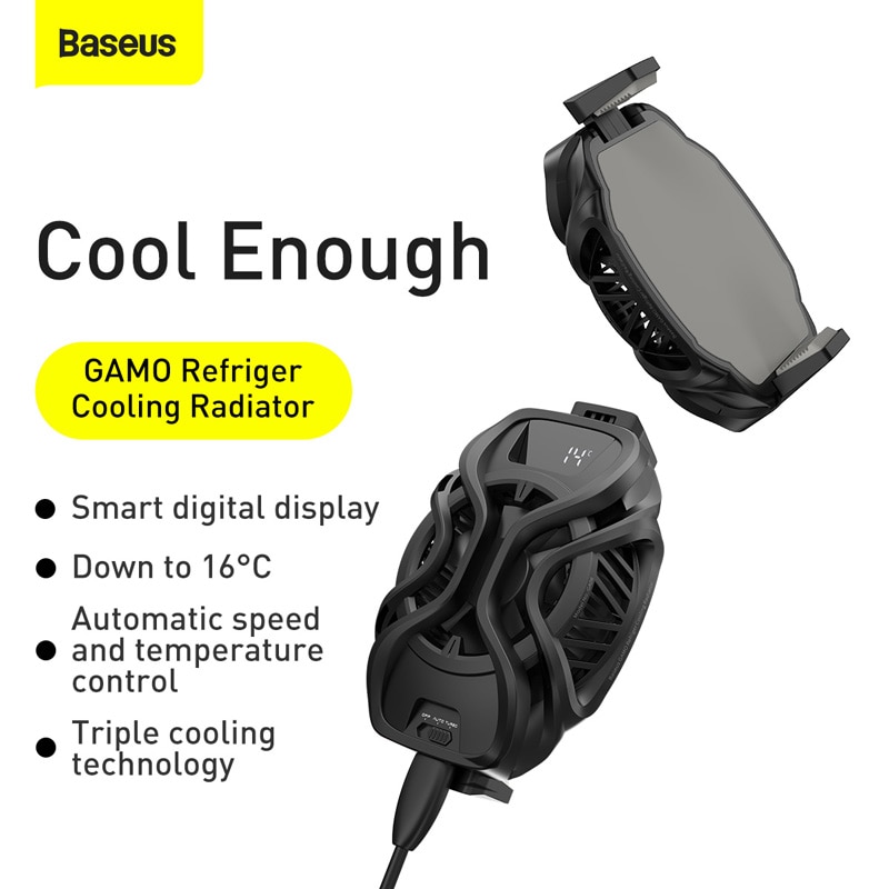 Baseus-Radiador de teléfono móvil para juegos, Enfriador de Teléfono Universal ajustable, soporte portátil, disipador de calor para teléfonos de 67mm-88mm de ancho