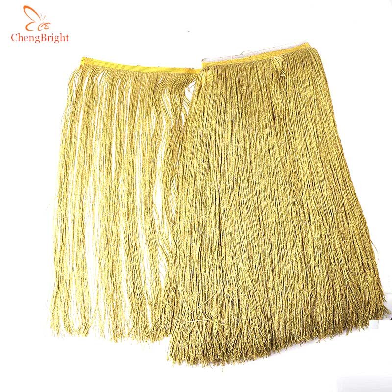 Paquet de franges dorées de 50cm de large, 5 mètres/paquet, accessoires de vêtements de scène pour robe latine: Gold