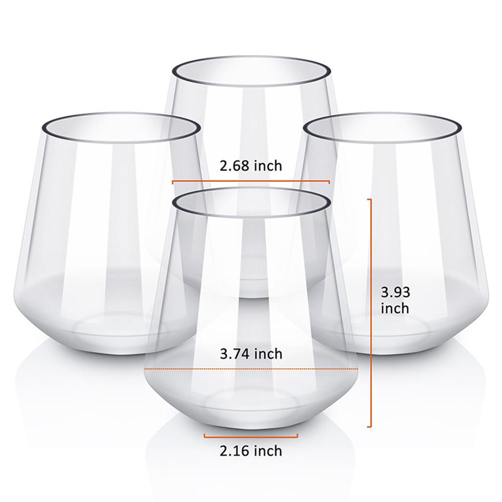 4pcs Tritan Whiskey Cup Wine Glass Set Plastic Shatterproof Wine Cup Unbreakable Wine Beer Juice Mug For Outdoor Camping Party