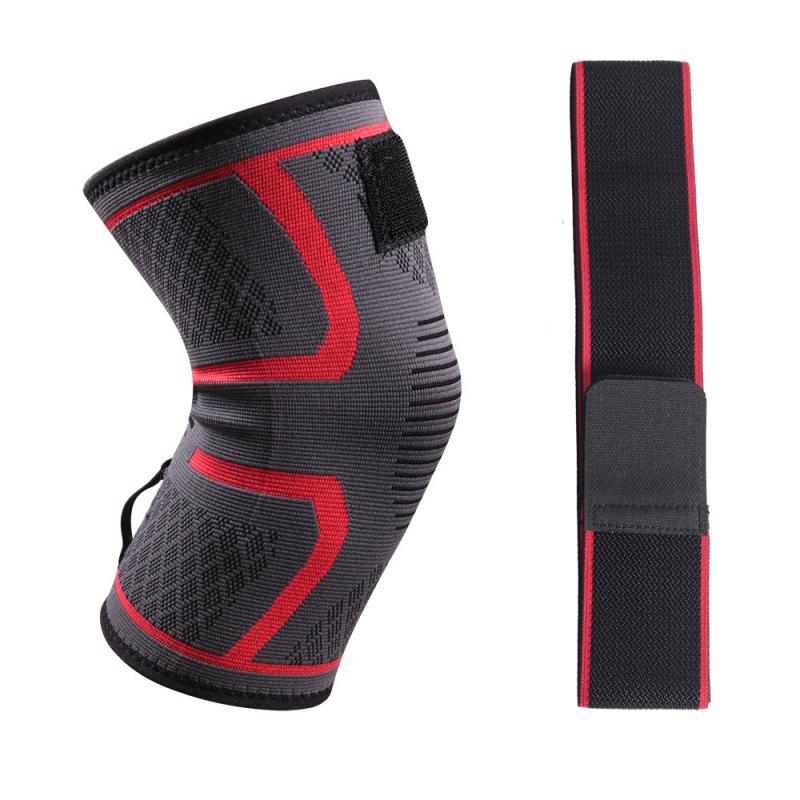 Nylon Sports Kneepad Men Fitness Running Cycling Knee Support Braces Elastic Sport Compression Knee Pad Sleeve for Basketball: Red-Detachable / M