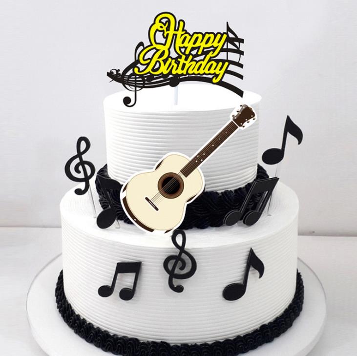 8 Pcs/set Cute Musical Notes Cake Topper Music Instruments Festival Cupcake Toppers for Wedding Birthday Party Cake Decorations: A