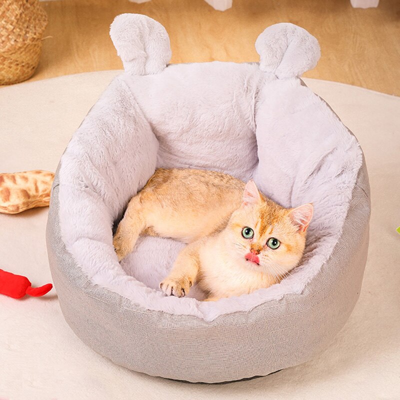 Winter Warm Pet House Bed for Cats Soft Plush Puppy Dog Kennel Mat Chihuahua Kedi Gatos Beds Cats Products for Pets Pillow Home