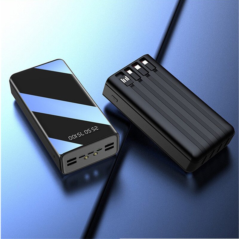 Power Bank 100000Mah Type C Micro Usb Snel Opladen Powerbank Led Display Draagbare Externe Acculader +: black