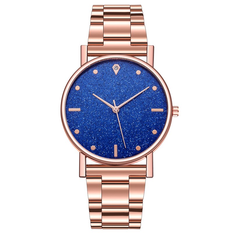 WOKAI 2021New Women Watches Ladies Top Brand luxury Waterproof Quartz Clocks Watch Women Stainless Steel Date Clock: Blue
