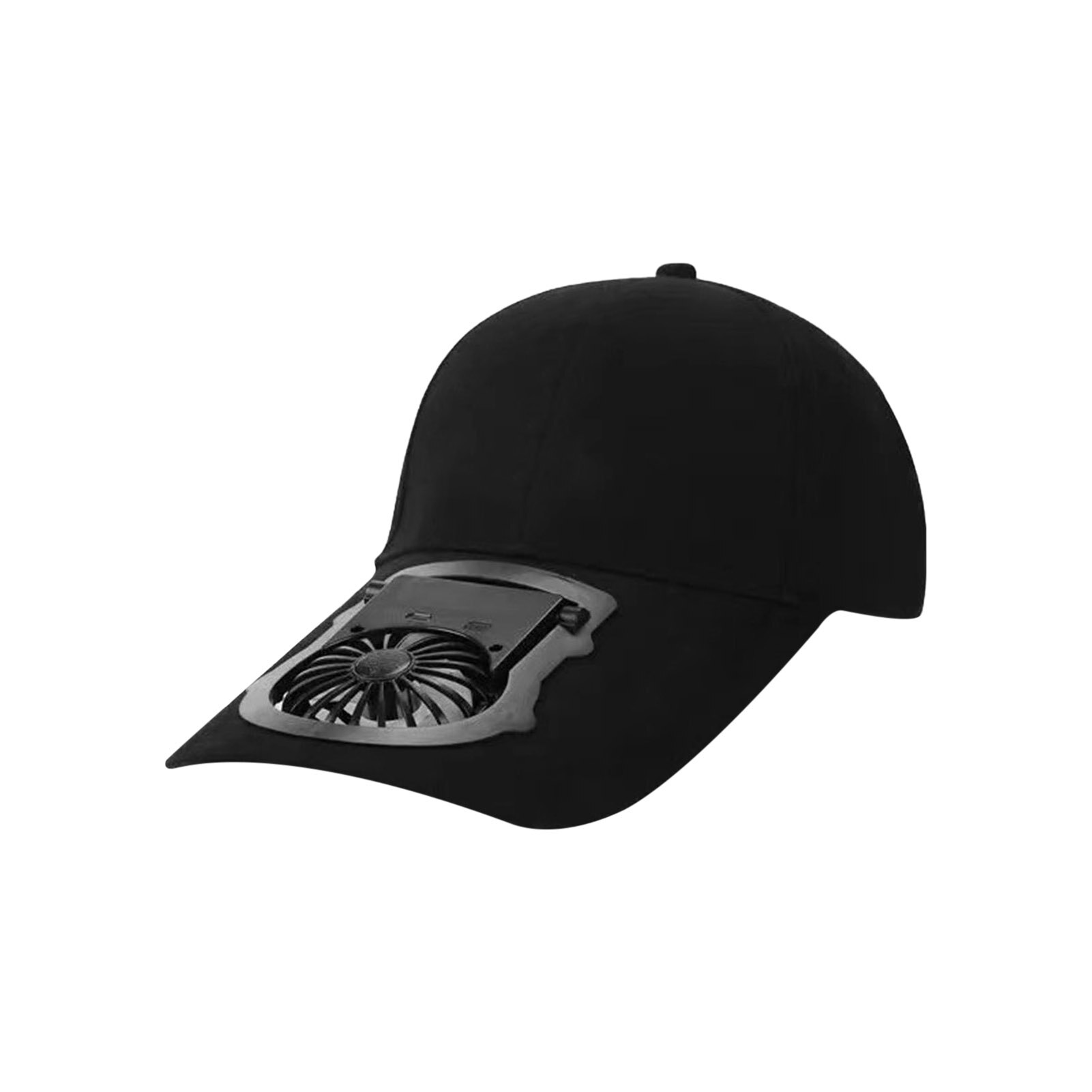 Sommerhut mit Ventilator, usb-ladefunktion, atmungsaktiv, sonnenschutz, sportkappe, sommer-sonnenschutzkappe für erwachsene, draussen-sportkappe: Schwarz