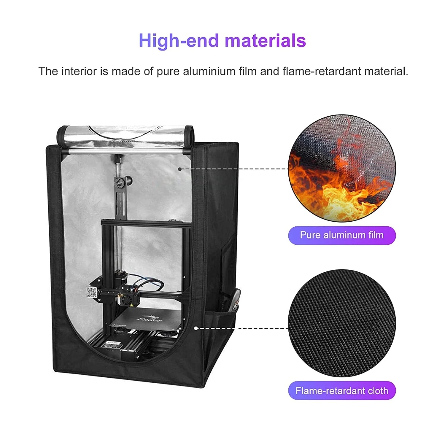 CREALITY 3D Printer Enclosure Small Size 72*60*48CM Aluminum Foil With Frame Retardant Safe,Quick Easy Installation