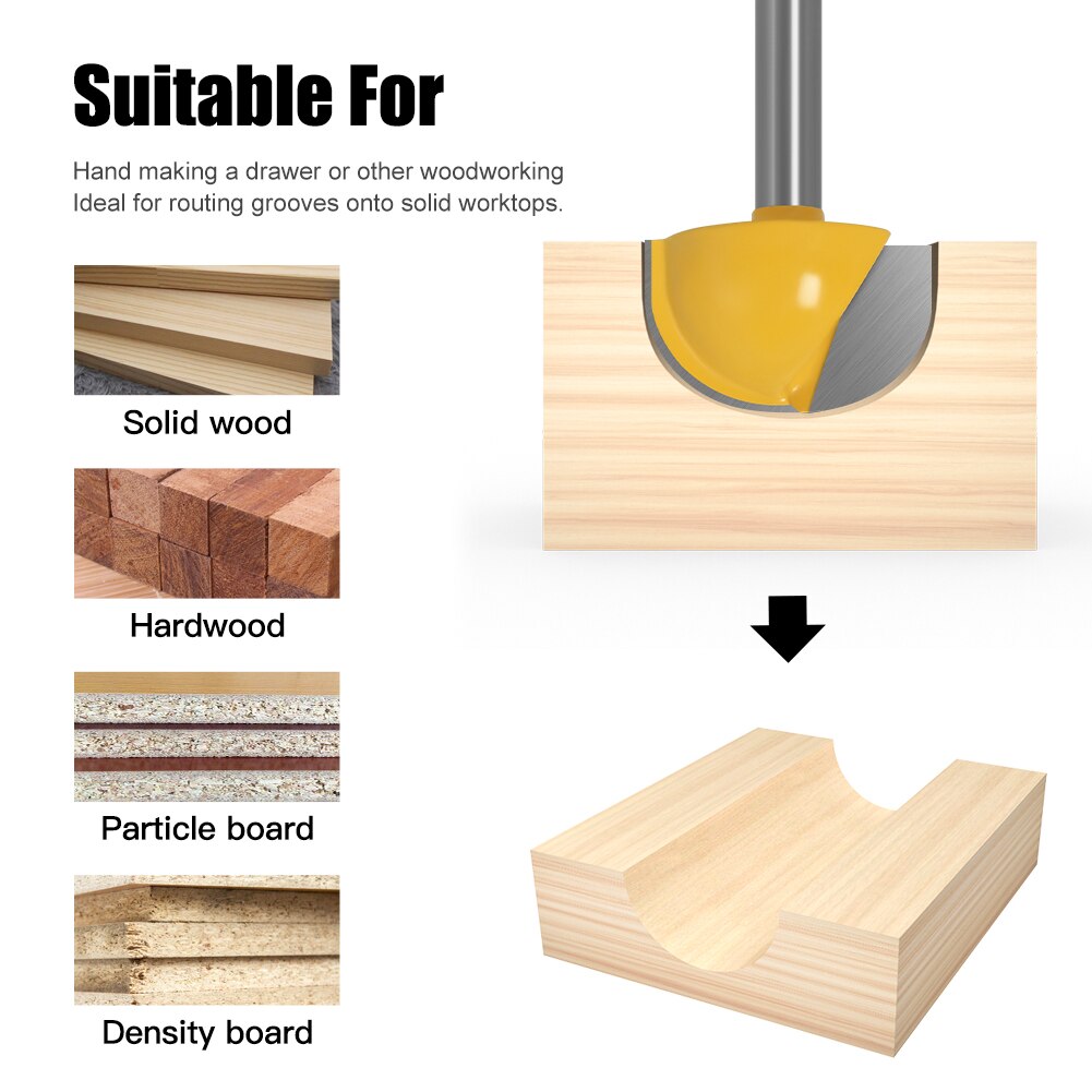 6mm Shank 6,8,12,16,18,20,22mmCNC tools solid carbide round nose Bits Round Nose Cove Core Box Router Bit Shaker Cutter Tools