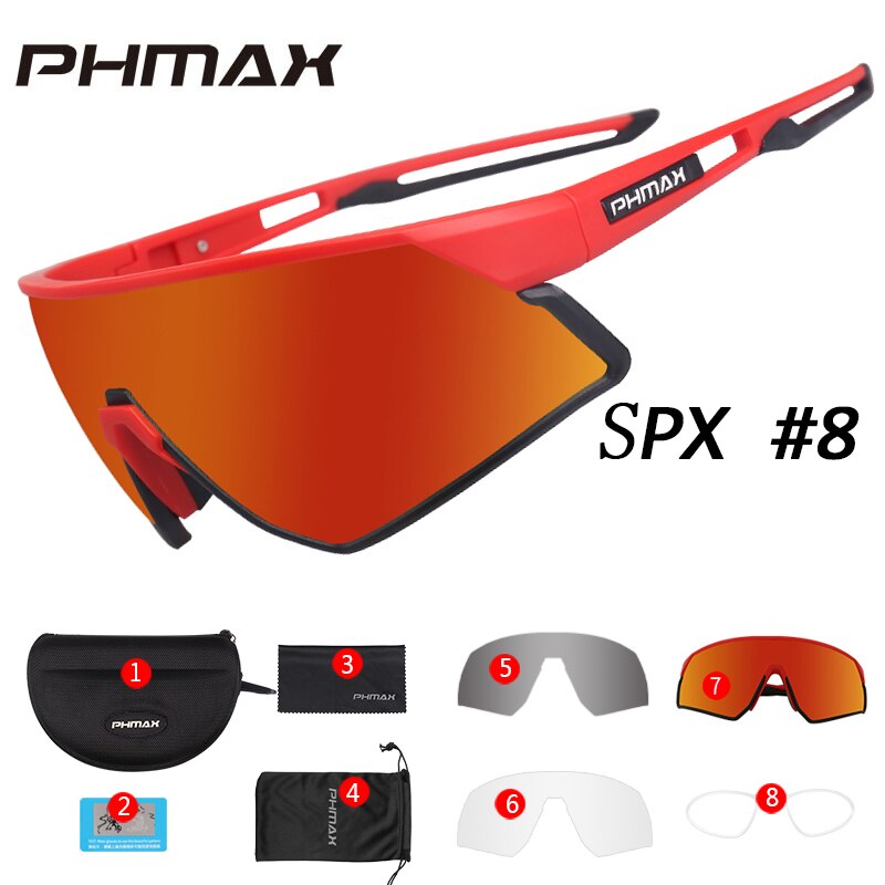 PHMAX Outdoor Sports Road Bicycle Glasses Ultralight Polarized Cycling Sun Glasses Men&Women MTB Bike Sunglasses Goggles Eyewear: Colors 8