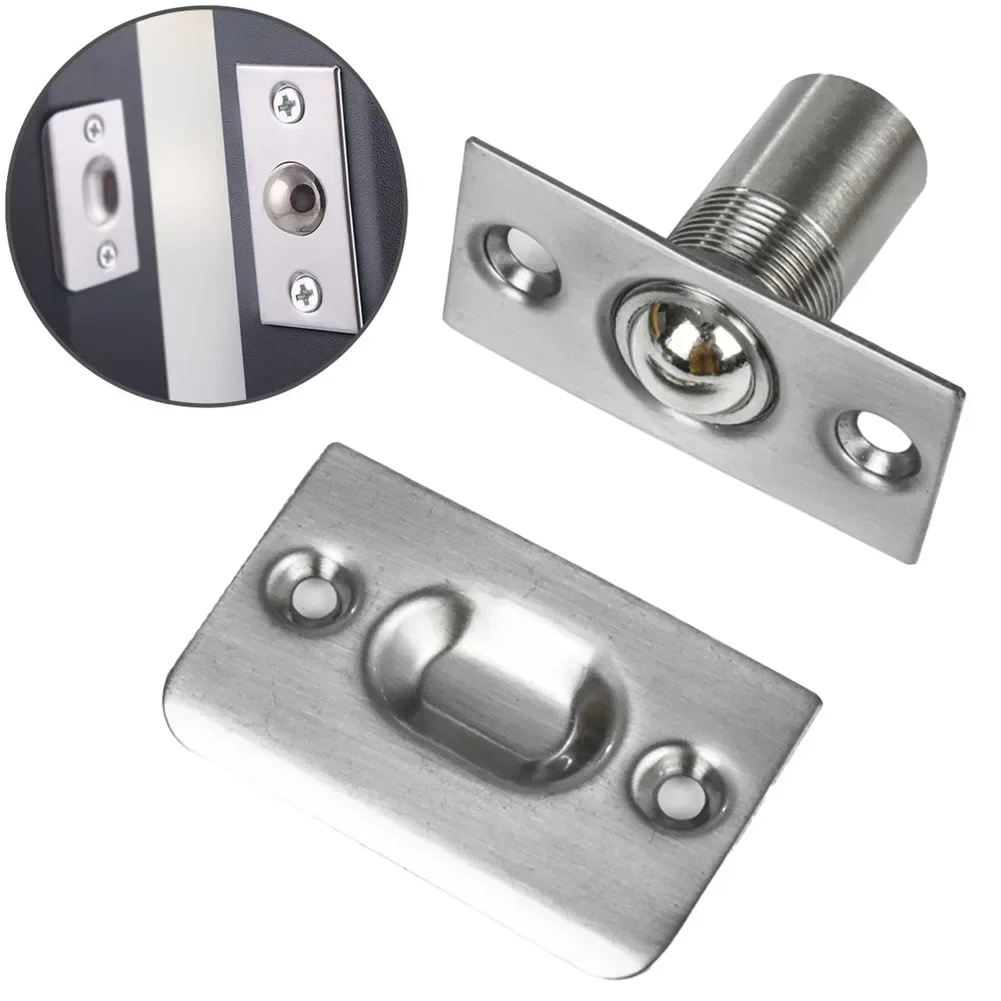 Door Catch Stainless Steel Adjustable Roller Ball Door Spring Catch Lock Internal Latch Set Closet Door Ball Catch