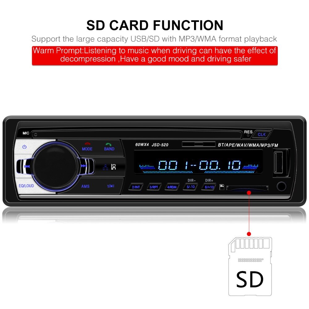 Auto Draadloze Mp3 Speler JSD520 Stereo Radio Universele Auto Mp3 Auto Speler Card Machine U Schijf Machine Gastheer