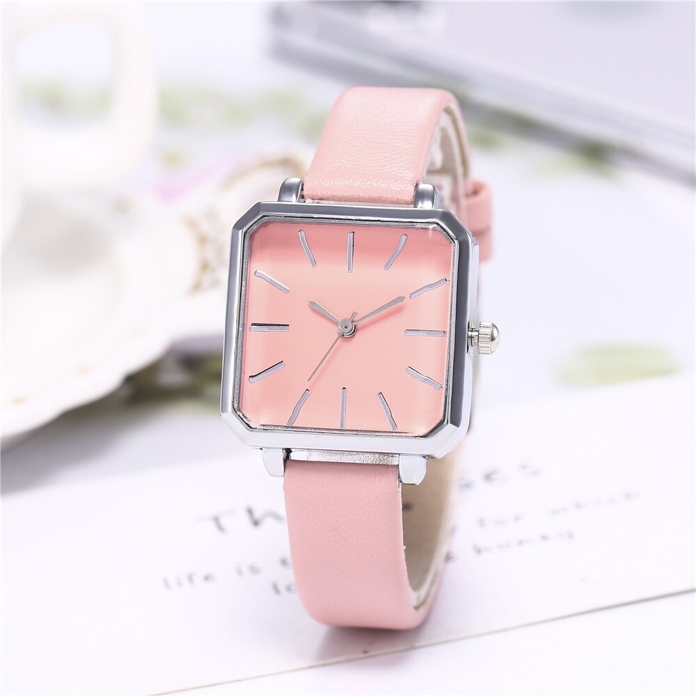 Topmerk vierkante dames armbandhorloge met gecontracteerd leer en kristal polshorloges damesjurk dames quartz klok dropshipping