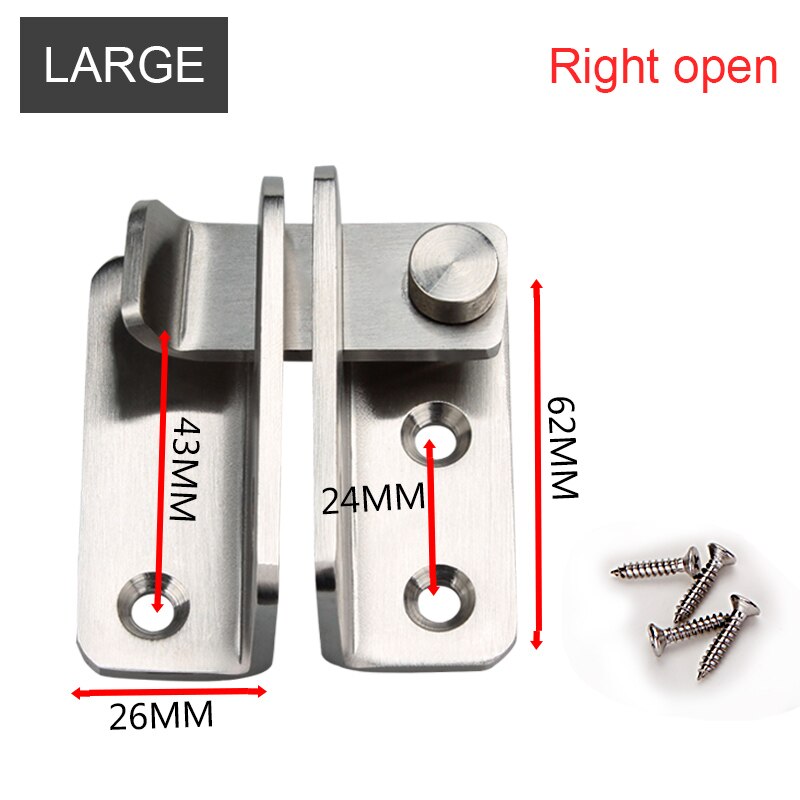 62mm Bolt Lock Thickening Stainless Steel Cabinet Lock Anti-Theft Wooden Cabinet Door Window Office Cabinet Bolt Lock: 62mm Right