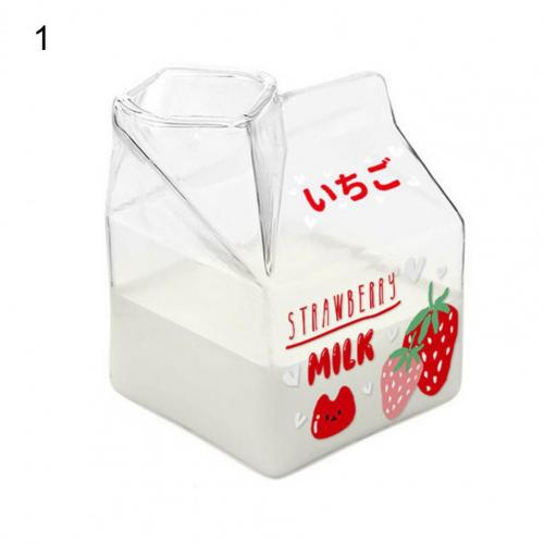 400ML Clear Glass Milk Box Water Bottle Reusable Juice Transparent Milk Cup Box Milk Drinking Glass Mug Water Cups Drinkware: 1