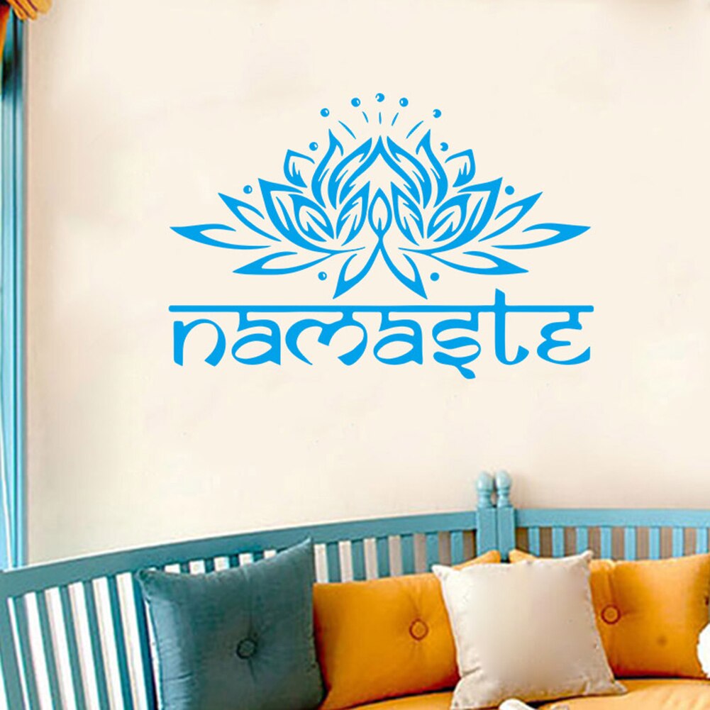 1Pc Removable Indian Namaste non toxic Namaste Lotus Wall Sticker Living Room Background Decal Mural Home Decor