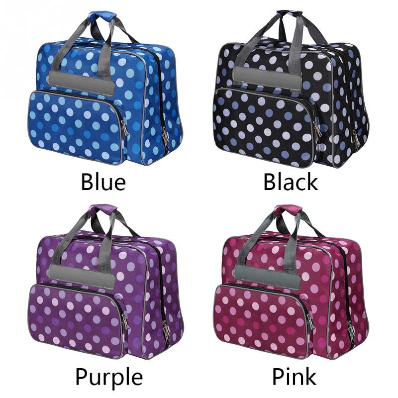 Linen Tote Sewing Machine Bag Multi-functional Portable Large Capacity Oxford Cloth Dot Pattern Sewing Tools Storage Bag