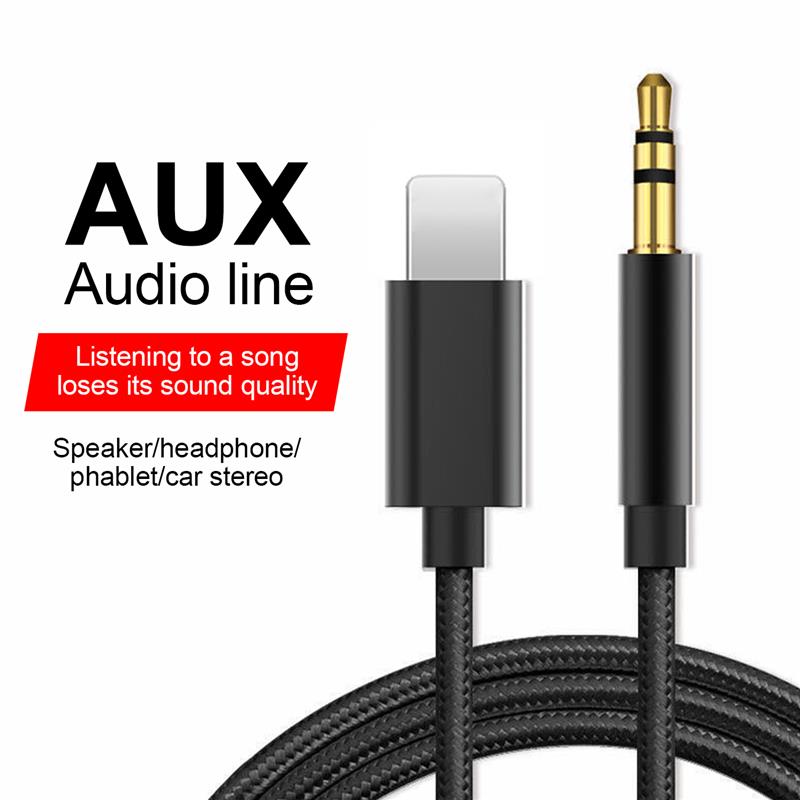 For Iphone 12 mini 8 Pin To 3.5 Mm Jack Aux Cable Car Speaker Headphone Adapter for iphone 12 11 Pro Xr max Audio splitter Cable