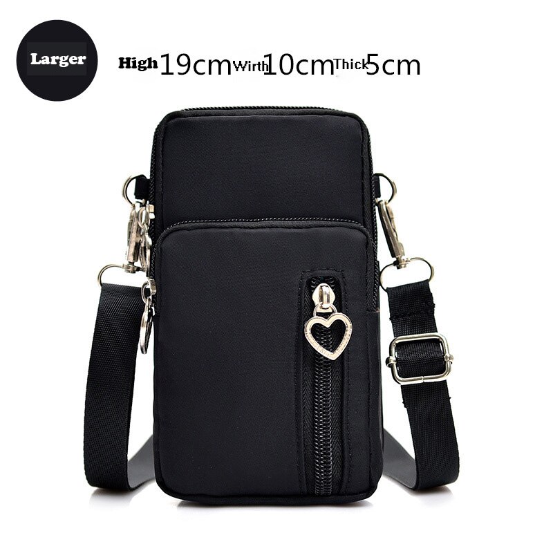 Hand Phone Pouch for iPhone X XR XS 7 8 6 6s Plus Casual Wrist Bag for iPhone 11 Pro Max Ladies Shoulder Small Bags Case: Larger Black