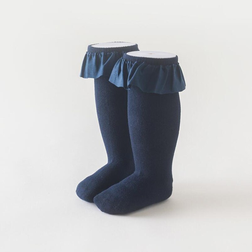 Flanela do vintage rendas meias crianças Primavera outono meninas da criança tornozelo meias meias esportivas de algodão meninas da escola elegante material do bebê Natal: ink / 0 to 3T