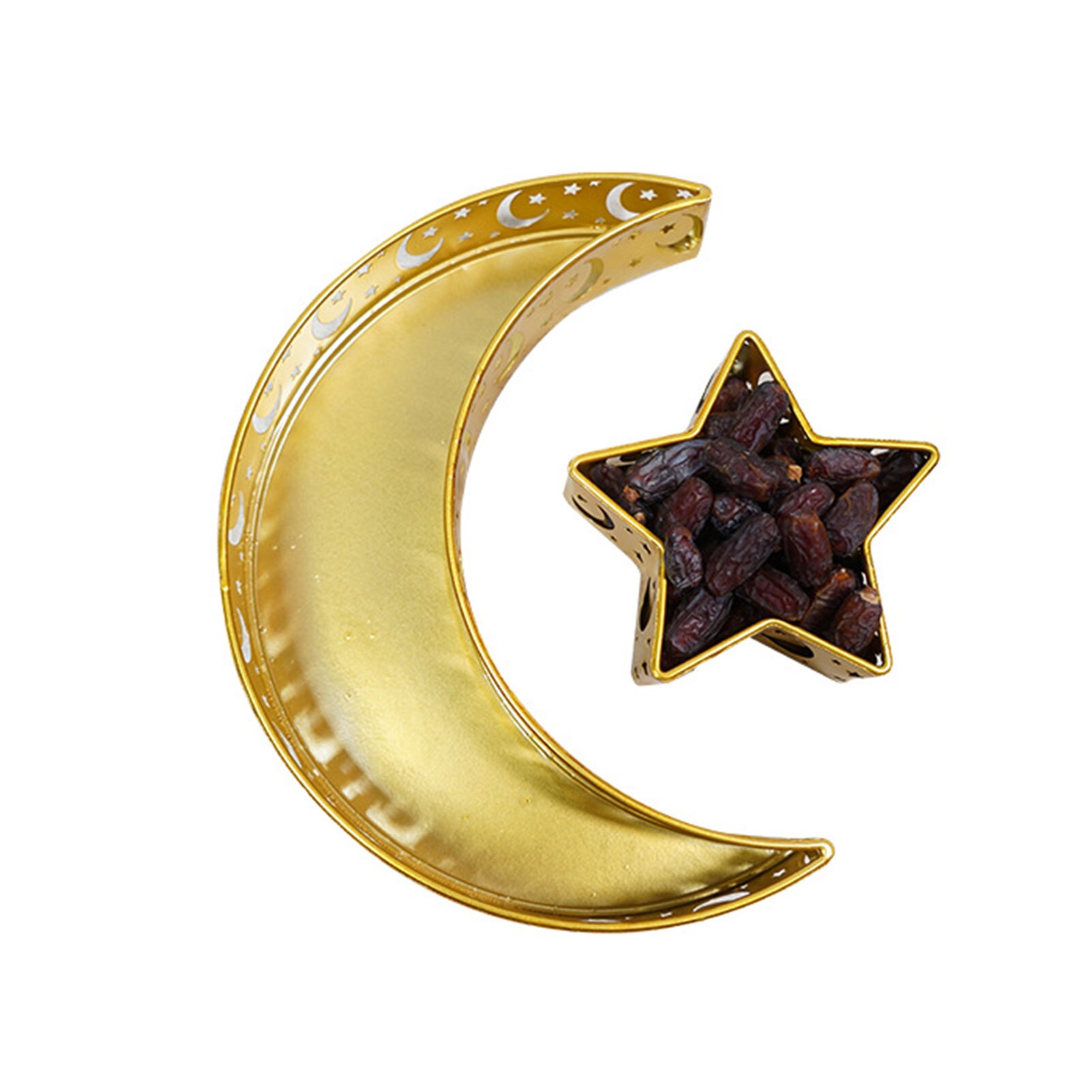 Moslim Eid Voedsel Lade Innovatieve Eid Mubarak Moon Star Dienblad Servies Dessert Voedsel Opslag Moslim Islamitische: Gold