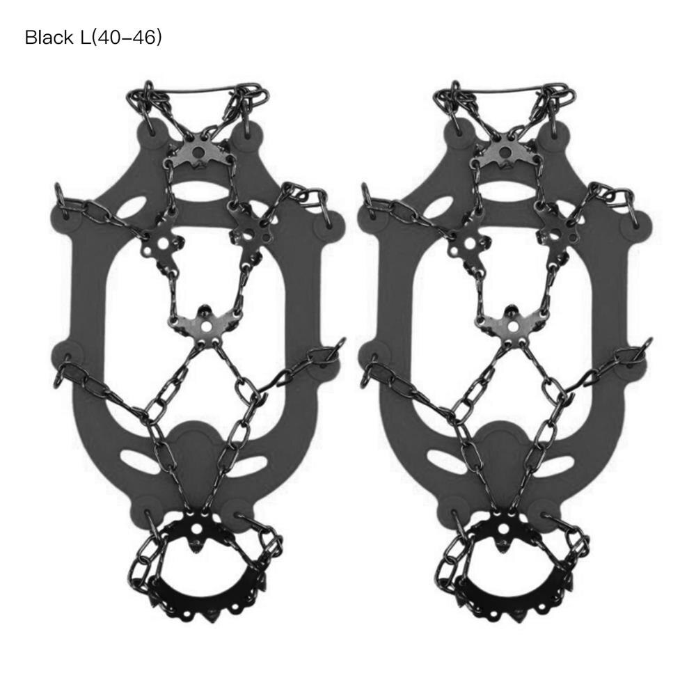 1Pair 18 Teeth Ice Snow Crampons Anti-Slip Climbing Ice Gripper Shoe Covers Spike Cleats Snow Skid Shoe Cover raki Crampon: A black L