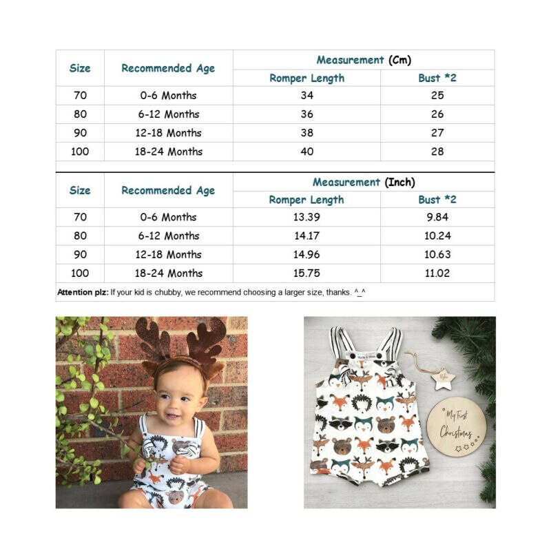 Baby Boy Girl Animal Bodysuit Jumpsuit Playsuit Outfit Clothes