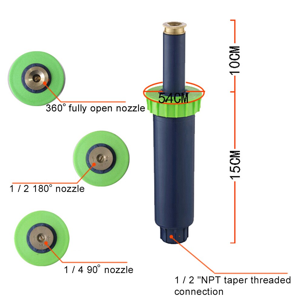 Garden Yard Lawn Plant Irrigation Sprinkler Head Watering Misting Spray Nozzle 3 Different Angle Automatic Retractable