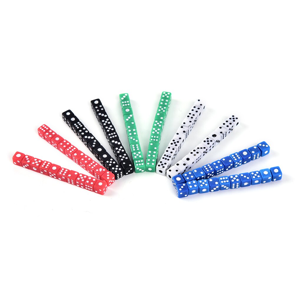 Dados de acrílico D6 para juego, dados pequeños de color rojo, azul, verde, blanco y negro, estándar de 5mm, 20 unidades