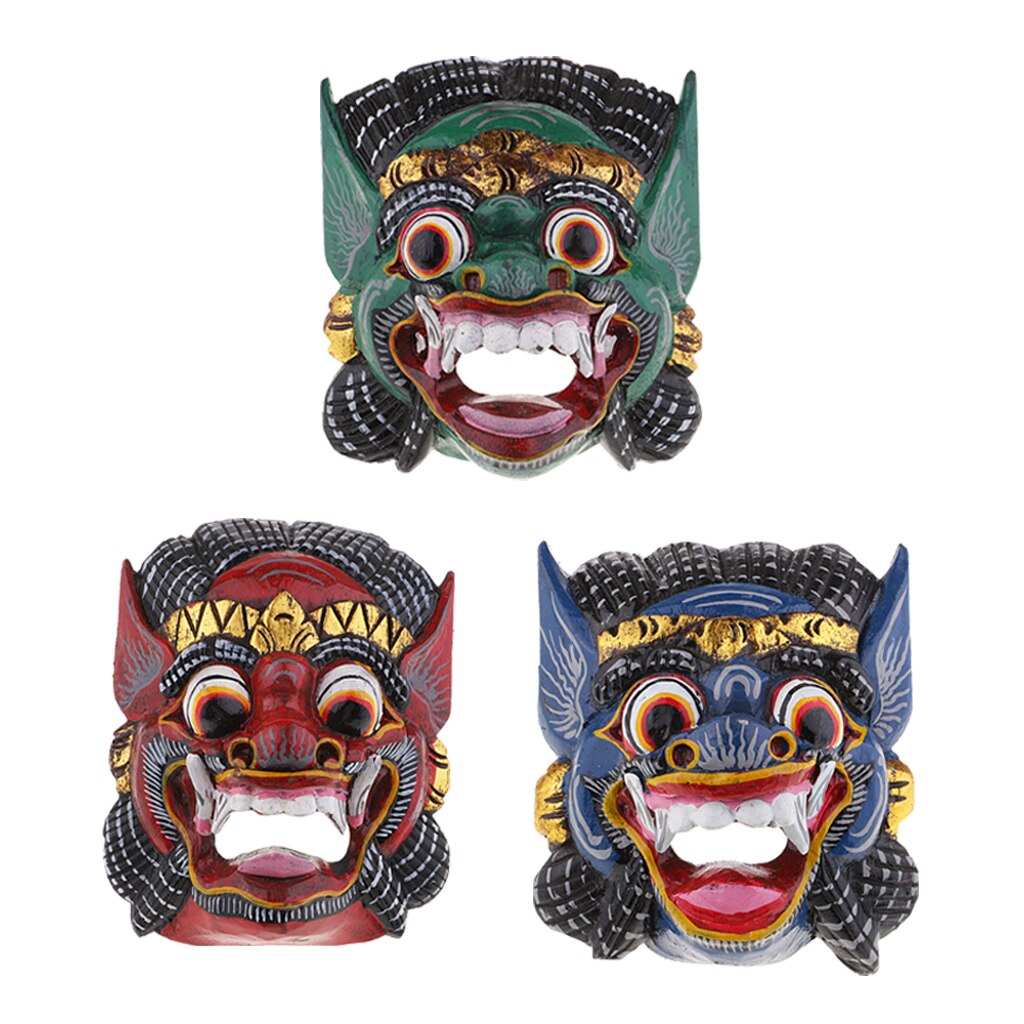 Collectibles Thailand Wooden Hand Carved Facial Mask Wall Hanging Art