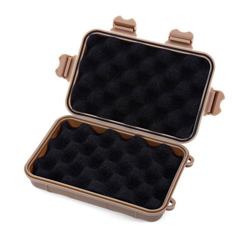 Outdoor Shockproof Box Protection Waterproof Boxes Tool Box Matches Case Holder For Storage Tools Travel Sealed Container: coffee / 160x105mm