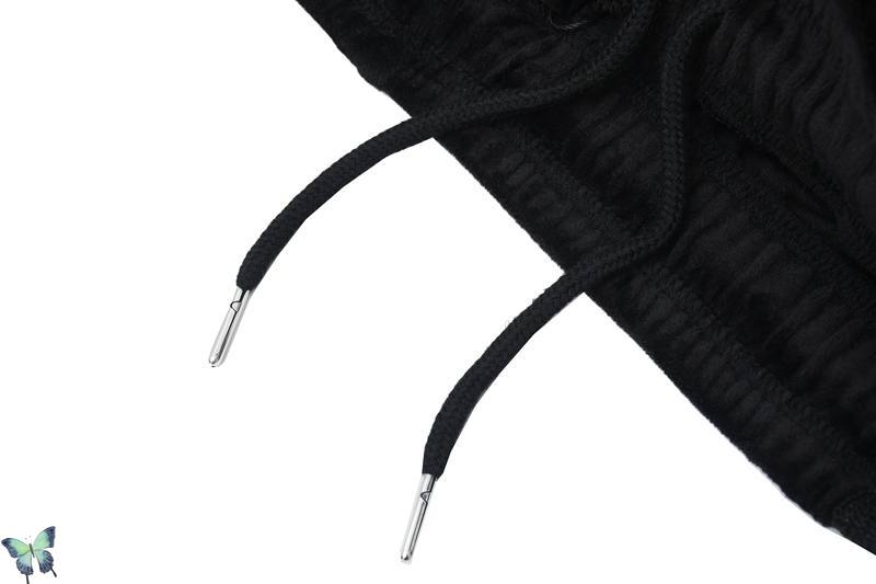 Naalden Borduren Vlinder Broek Alle-Zwart Zwaar Fluwelen Broek Sport Casual Gestreepte Mannen Vrouwen Losse Joggingbroek