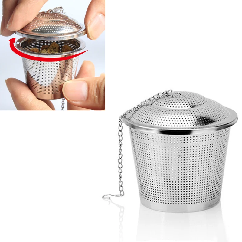 304 Stainless Steel Tea Ball Strainer Mesh Herbal Infuser Filter Tea Leaf Spice Tea Strainer Boil soup for Teapot Kitchen Tool: Silver