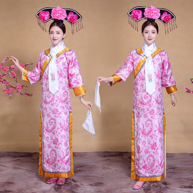 Chinese Ancient Traditional Infanta Dramaturgic Costume Qing Dynasty Robe Dress costume ball Costume