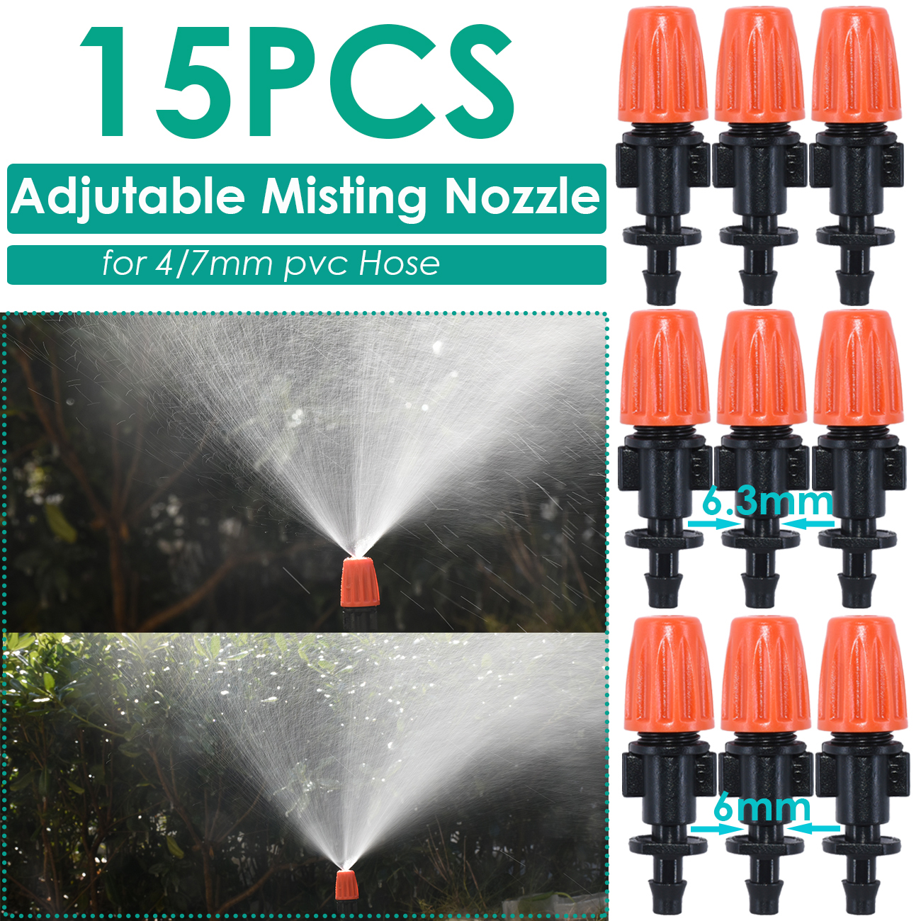 Sprycle Tuin 1/4 ''Gieter Sprinkler Druppelaar Druppelaar Irrigatie Kas Verstelbare Nevel Emitters Micro Spray Roterende Mondstuk