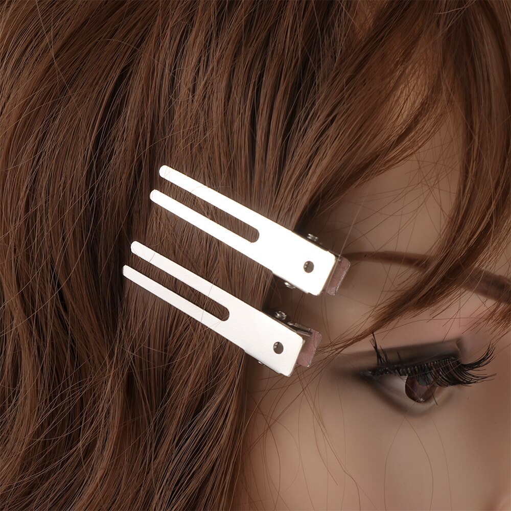 20Pcs Stainless Steel Prong Hair Clips Hairdressing Double Hole Pin Barrettes Curl Setting Section Clips Hair Accessories