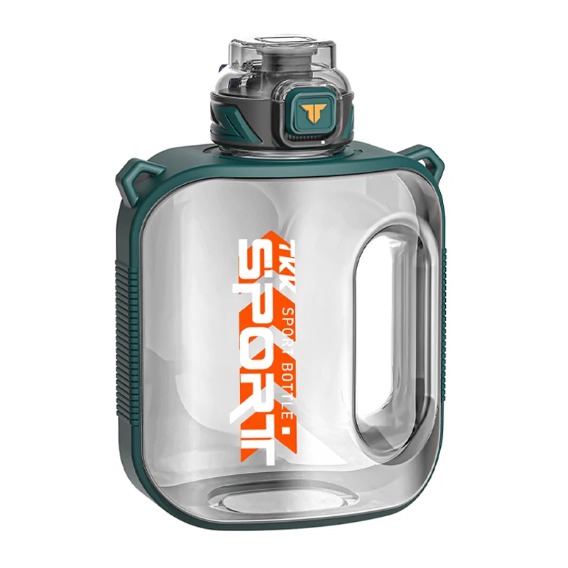 Tkk 1/1.6/2l Sportwaterfles Tritan Creatieve Beker Met Grote Capaciteit Hittebestendige Outdoor Reisketel Voor Volwassenen Sportschool Fitnesskannen: green / 1.6L