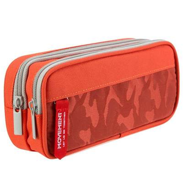 Dubbele rits camouflage canvas etui Jongens potlood tas School briefpapier tas Student pennenetui Schoolbenodigdheden opbergzakken: Rood