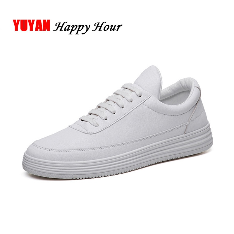 Män sneakers mjukt läder fritidsskor platt märke sneakers herr vita skor svart  ka015