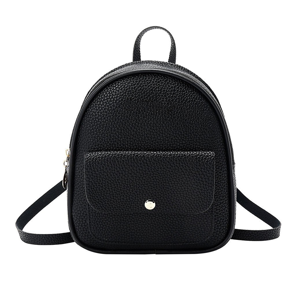 Mini sac à dos sac à bandoulière en cuir synthétique polyuréthane pour femmes pour adolescentes enfants petit sac à dos femme dames école sac à dos: Black