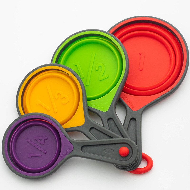 4pcs Measuring Cups And Measuring Spoon Scoop Plastic Handle Kitchen Measuring Tool Multi Purpose Spoons Cup Measuring: Colorful Cup