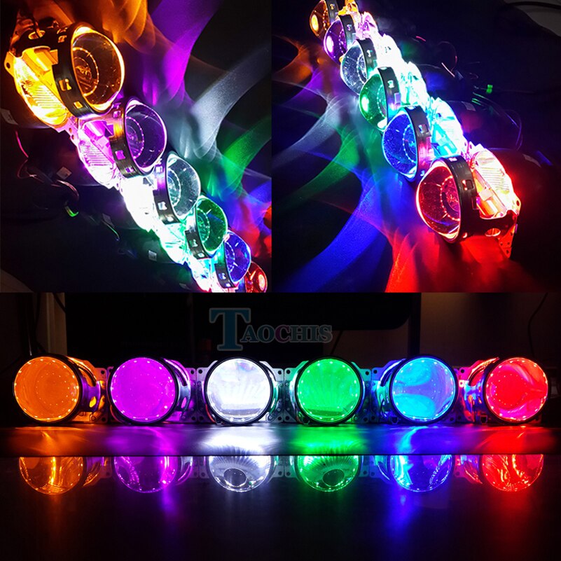 Demone occhio ah Condotto La Luce Gli Occhi del Diavolo per 3 Testa dell'automobile Da 2.5 Pollici Lente del Proiettore della luce Del Motociclo xeno nascosto Hella Q5 WST 360 Gradi SMD