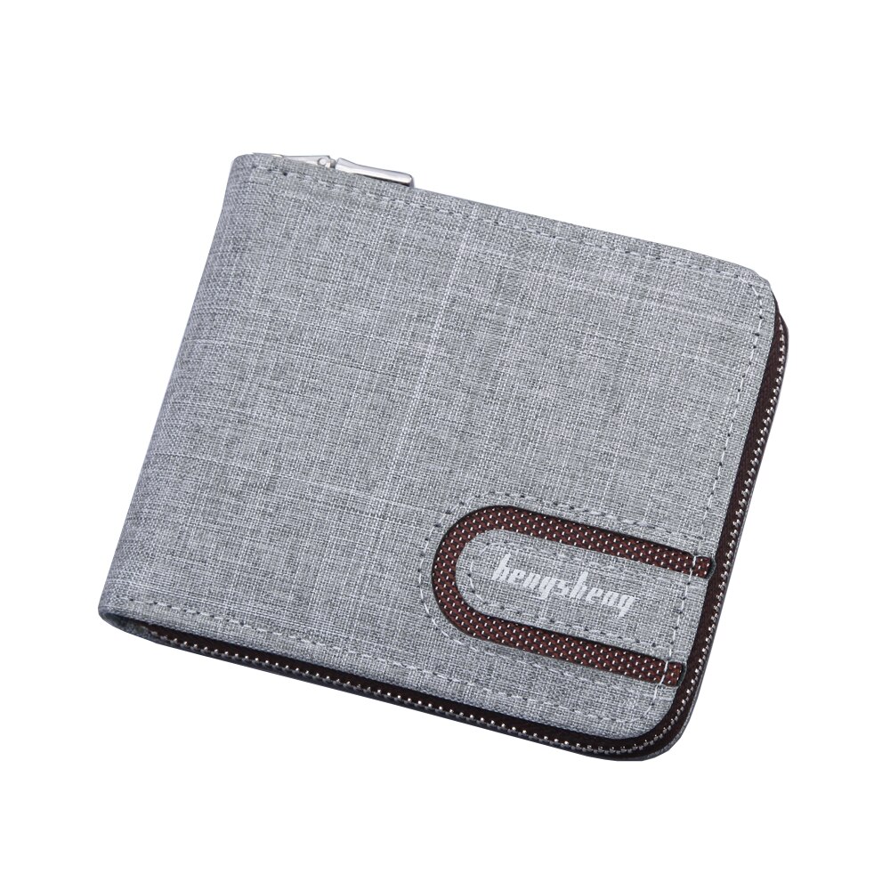 men's wallet Vintage zipper canvas cross-section multi-function wallet tide short men's wallet Coin purse carteira masculina: light gray
