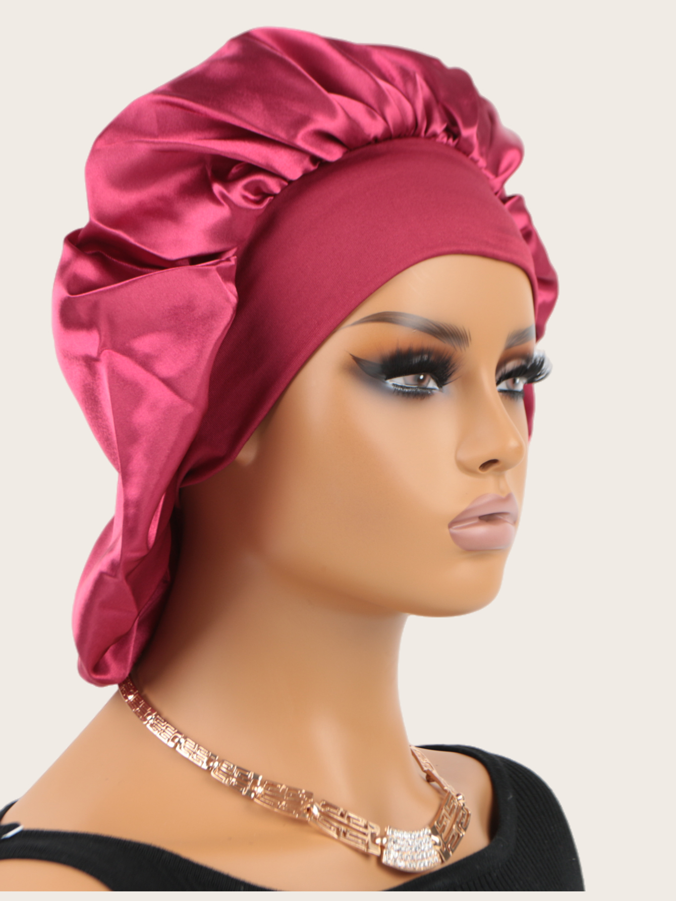 Unisex Head Wrap Elastic Band Bonnet sleep cap Extra Large Satin Silky Bonnet Sleep with Premium Elastic Band: Burgundy
