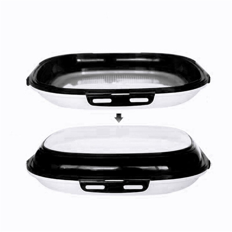 Double-sided Buckle Food Preservation Storage Tray Stackable Kitchen Preservation Container Refrigerator Preservation Tray: Black Square