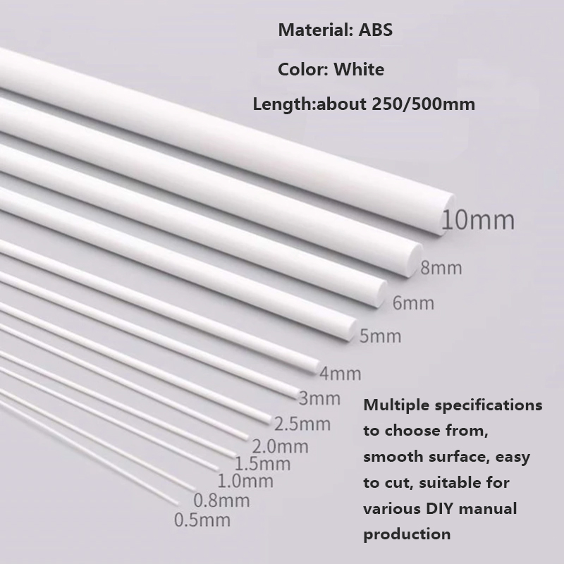 ABS Weiß Runde/Quadratische Kunststoff Stange Stock Für Architektur Modellbau Modell Material DIY Zubehör Schneiden Liefert