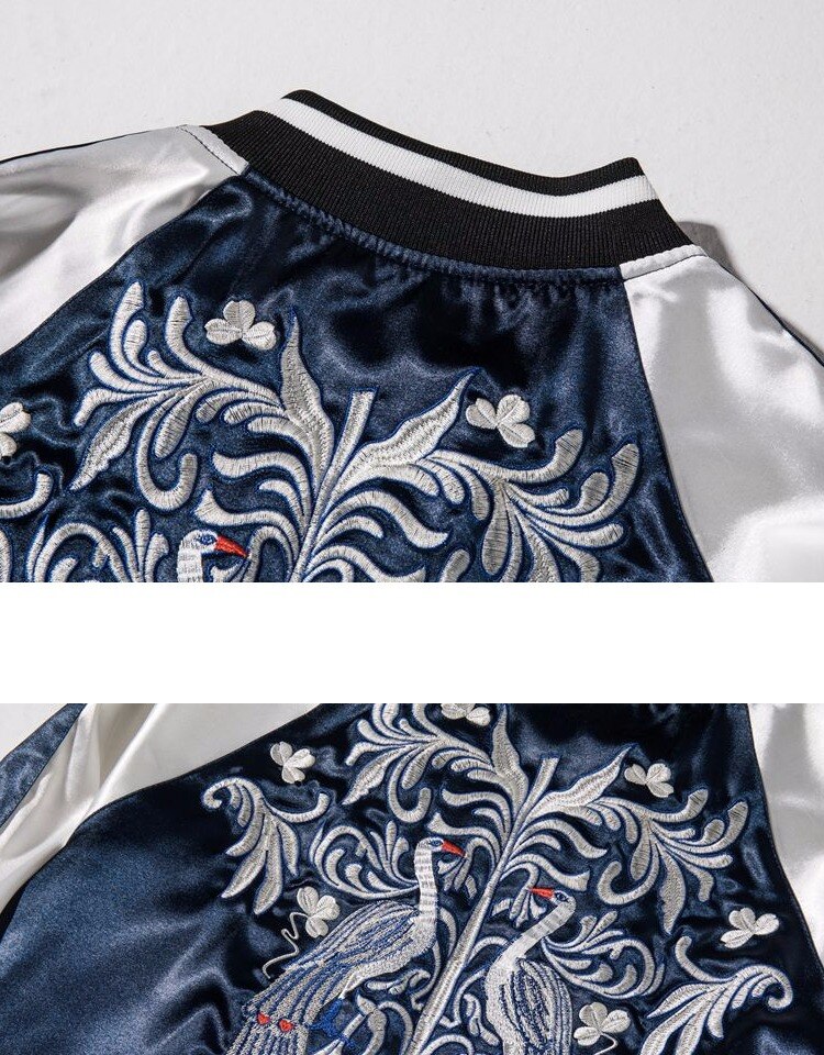 Women / Men Spring Autumn Clothes Silk Satin Baseball Jackets Student Both Sides Wear Peacocks Embroidered Bomber Jacket Coats