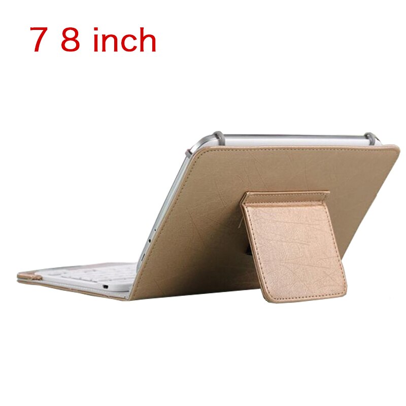Bezprzewodowa klawiatura Bluetooth na tablet PU skórzane etui ze stojakiem pokrywa dla Podkładka 7 8 cali 9 10 cali dla IOS android okna: 7 8 cal złoto